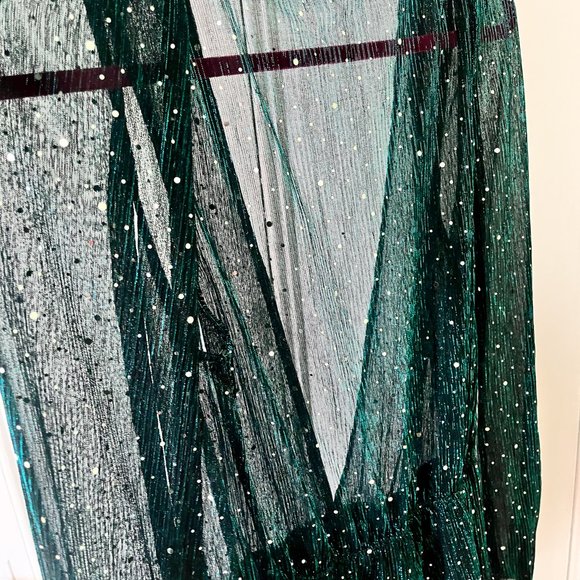 sheer teal sequin romper - Picture 7 of 9